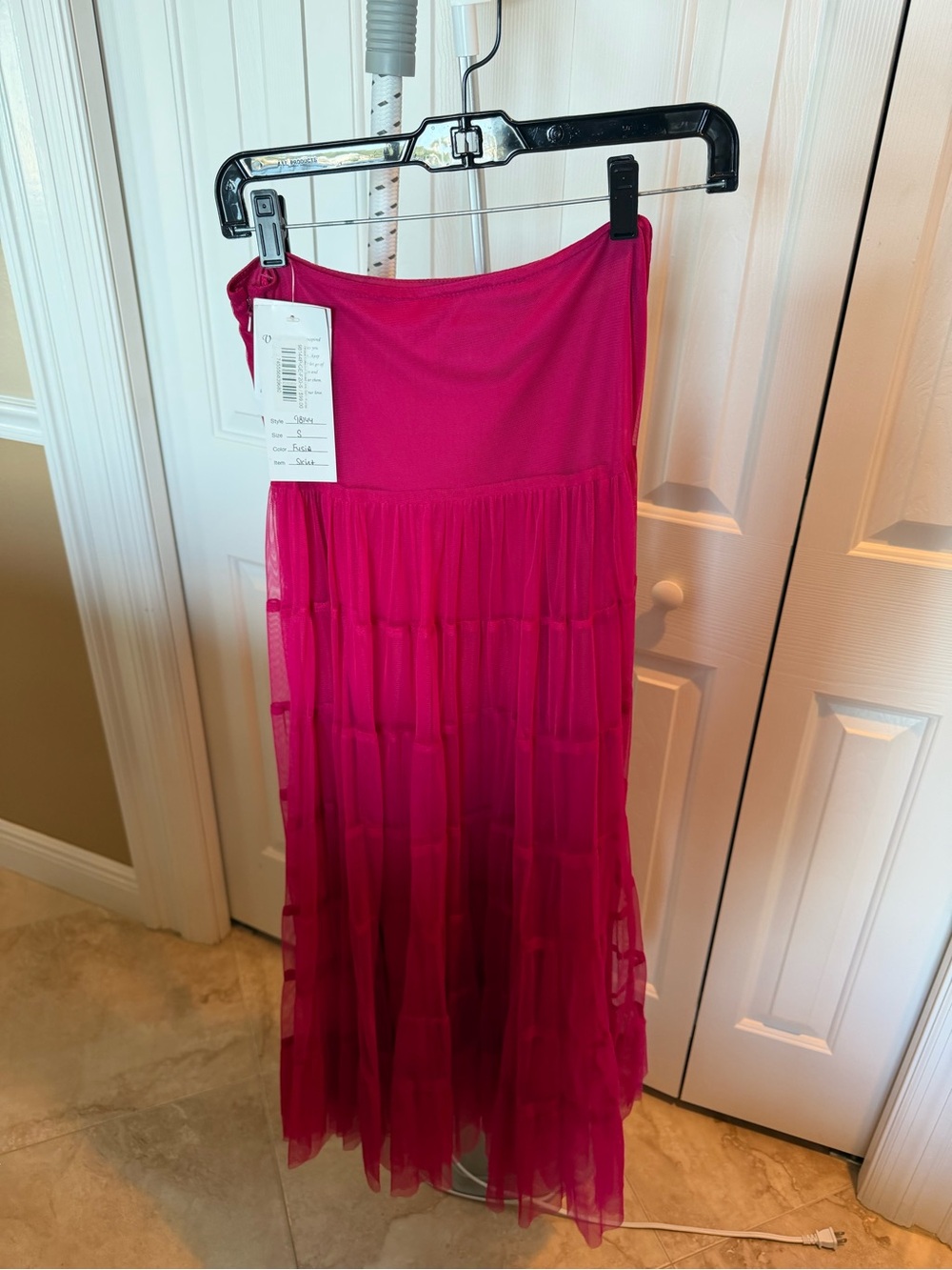 Johnny Was Vibrant Fuchsia Tiered Maxi Skirt